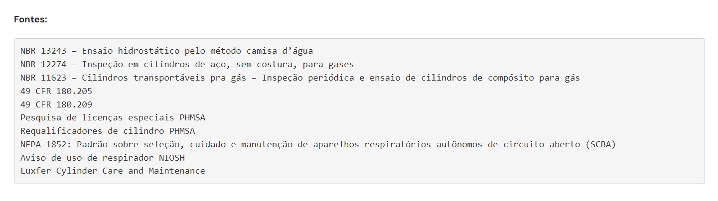 Teste Hidrostático em Cilindro de Ar Respirável e Cilindros de Gás em Geral